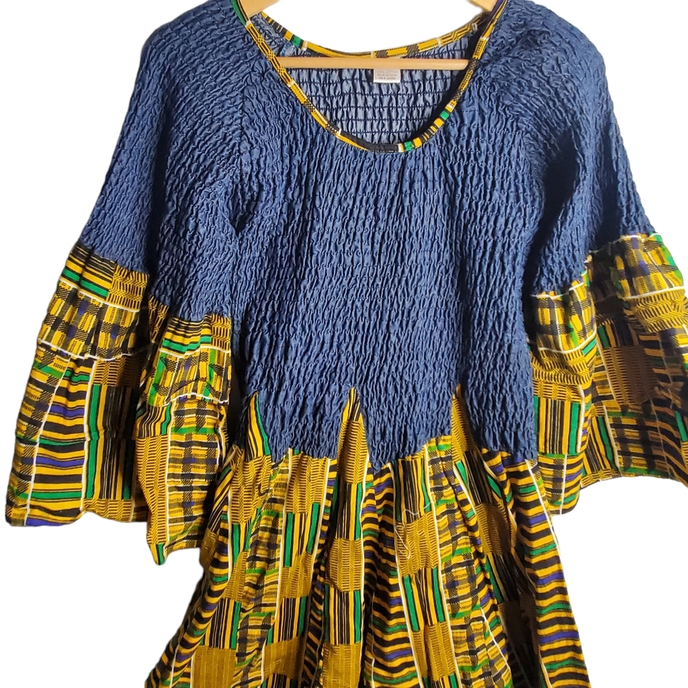 African print and jean Dress